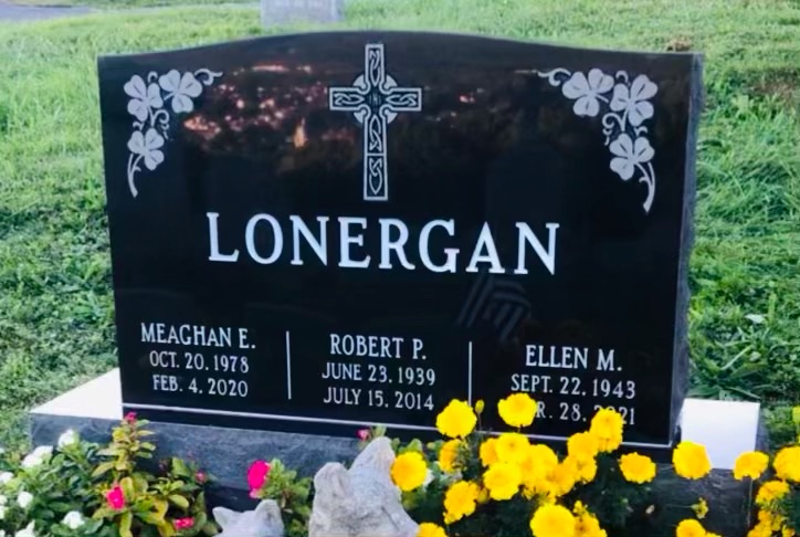 Lonergan black granite monument with Celtic cross