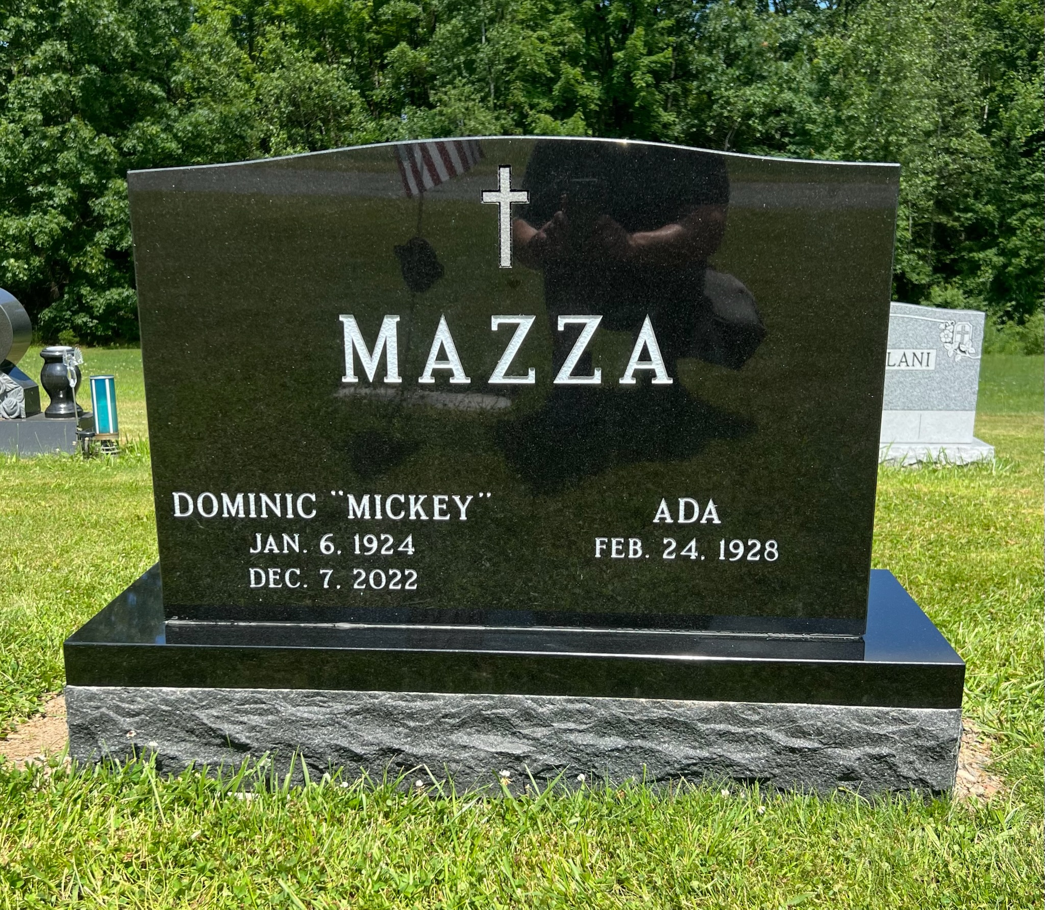 Mazza black polished granite monument